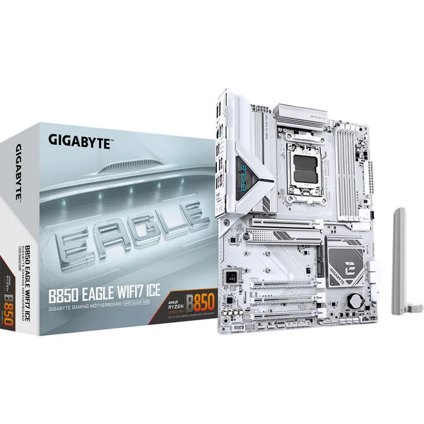 GIGABYTE B850 EAGLE WIFI7 ICE moederbord met verpakking