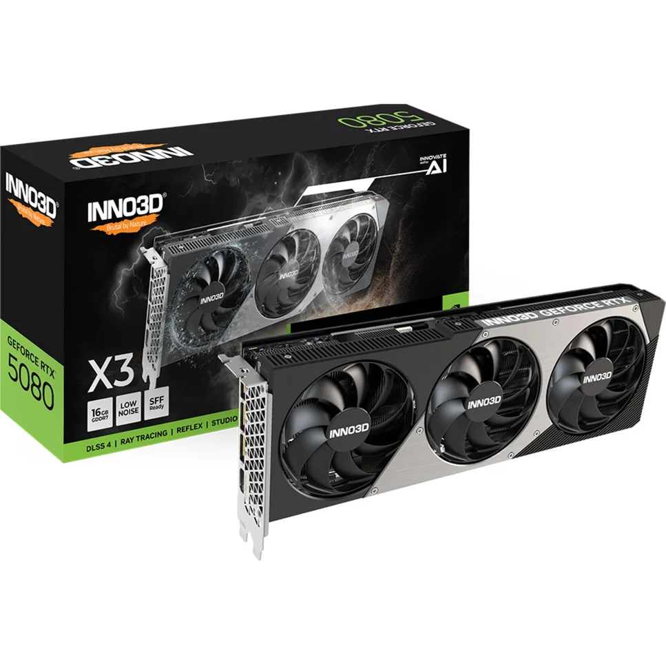 INNO3D GeForce RTX 5080 X3 grafische kaart met verpakking