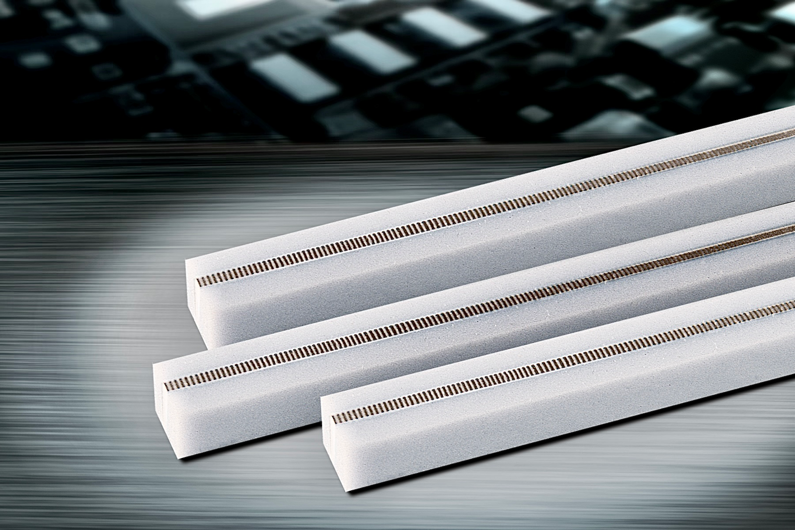White printed-electronics strips with conductive trace detail
