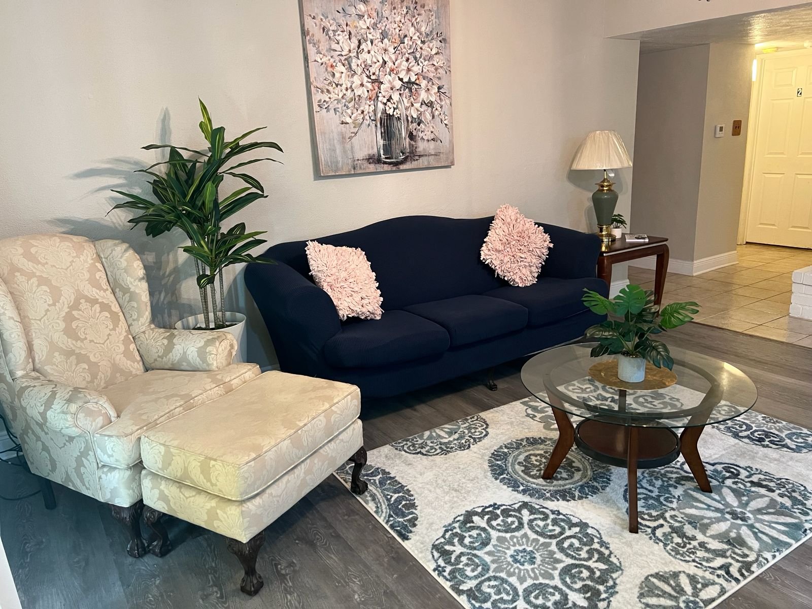 Welcoming furnished living room inside a Happy Hearts Care home