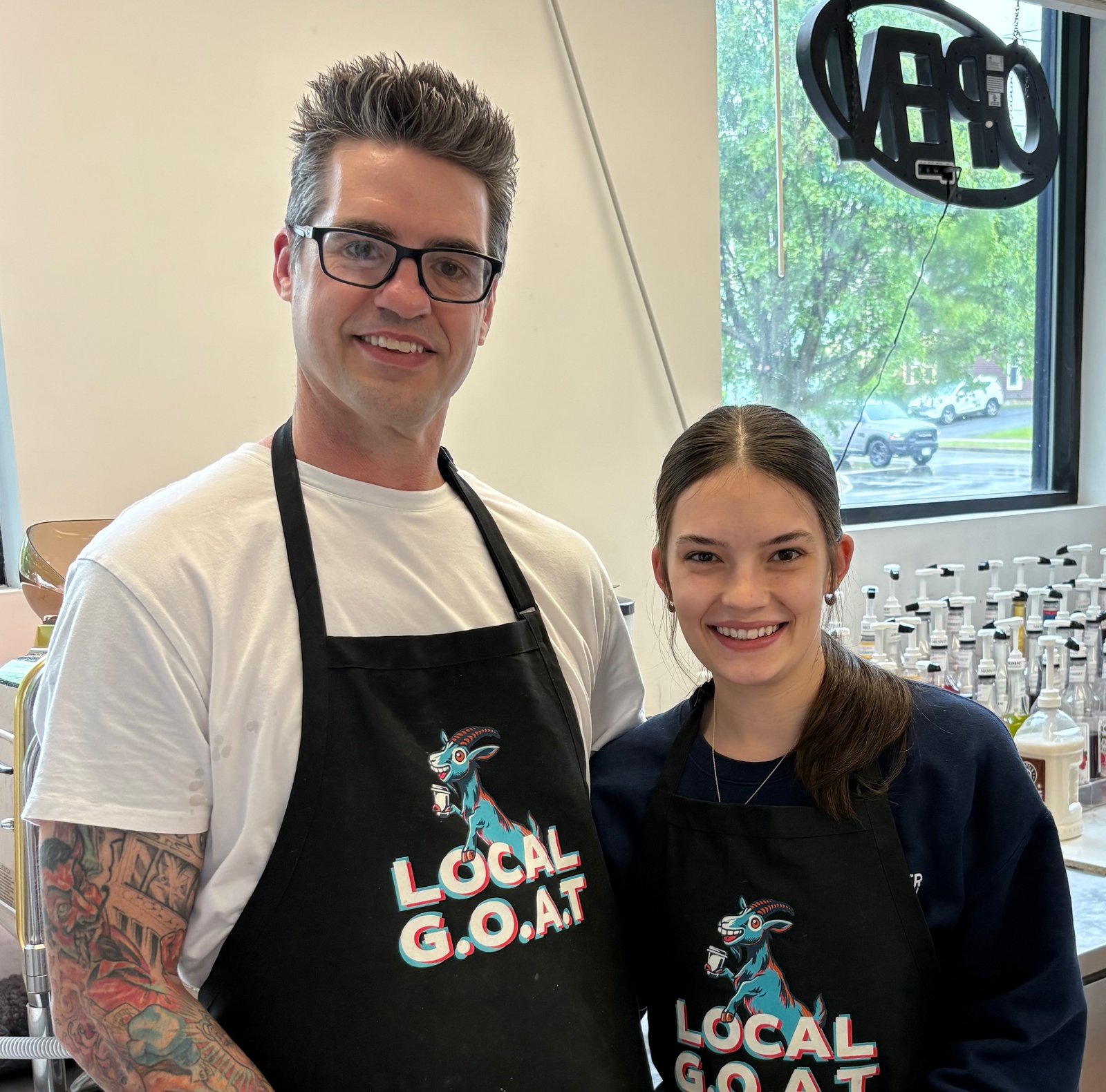 Erik and Kiera Russell, local owners of the Jumpin Goat Watertown stand