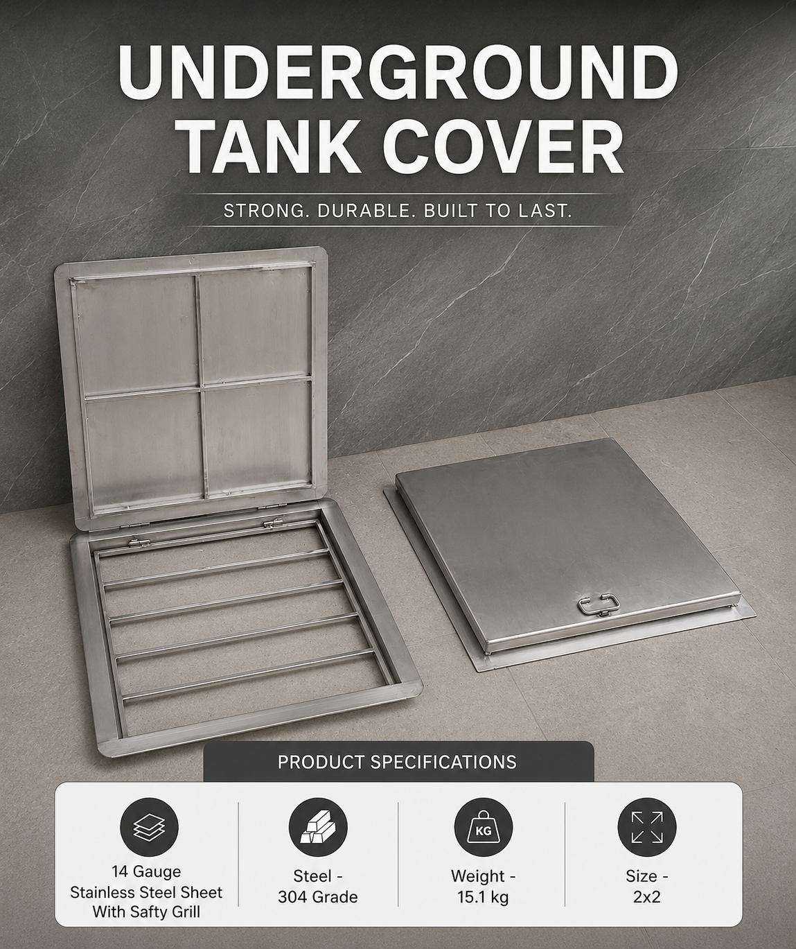Water Tank Cap with Safety Grill — 14 Gauge