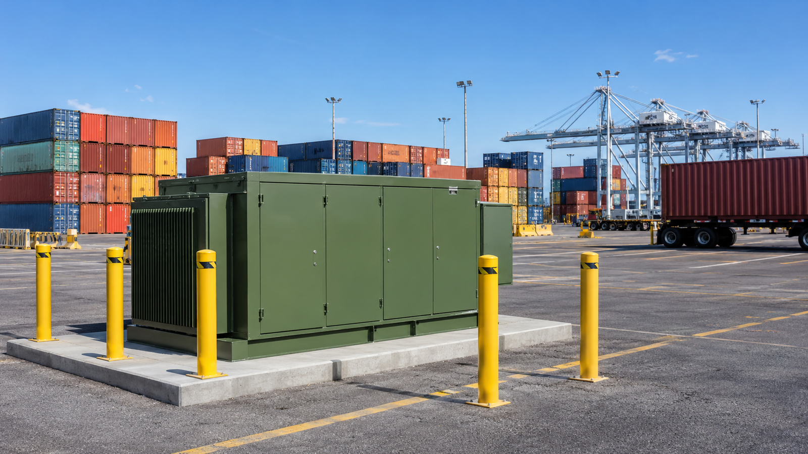 Pad Mounted Transformer for Port and Container Yard Projects Pad mounted transformer for port and container yard power distribution with reefer loads and coastal planning