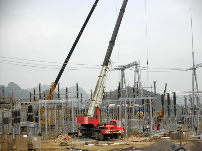Step-up substation construction for transformer connection and grid integration