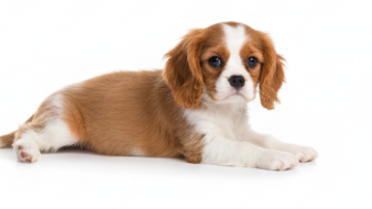 Cachorro Cavalier King Charles Spaniel tierno mirando a la cámara