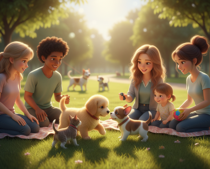 Grupo de cachorros jugando juntos