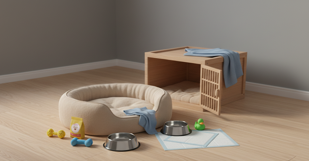 Preparar la casa para recibir un cachorro: cama, platos y juguetes
