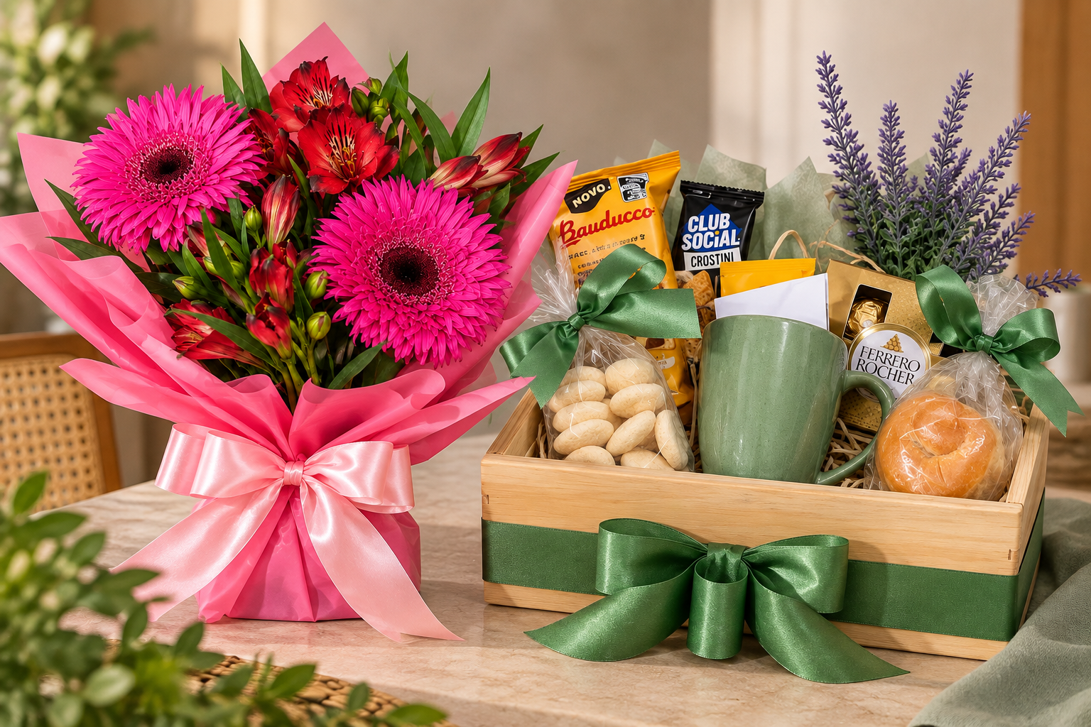 Buquê de flores frescas e coloridas como presente surpresa em um dia comum, Canto do Verde Campinas