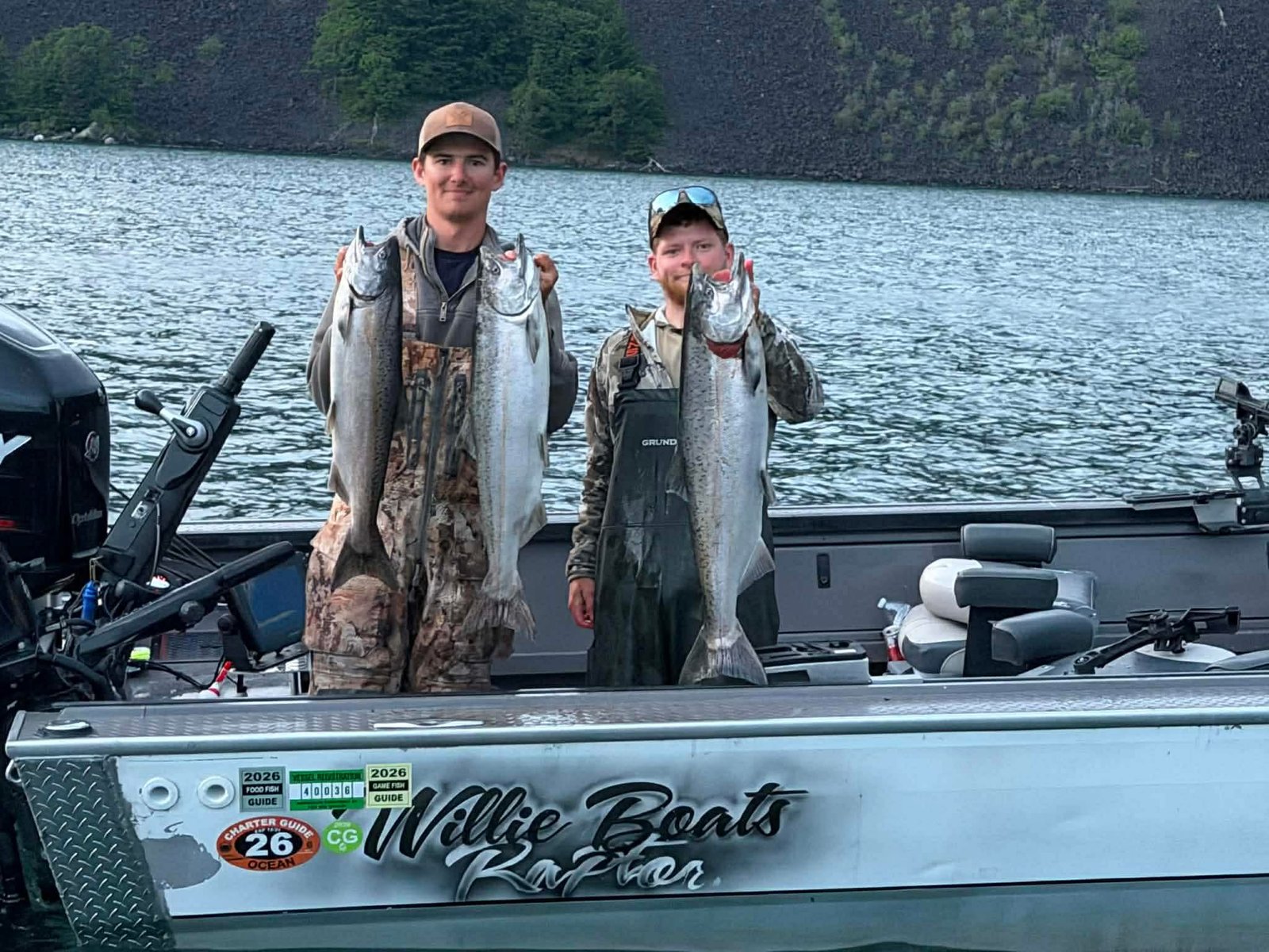 Family fishing on a boat
