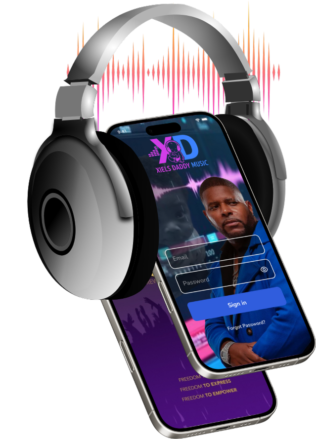 XIELS DADDY MUSIC App Interface with Headphones